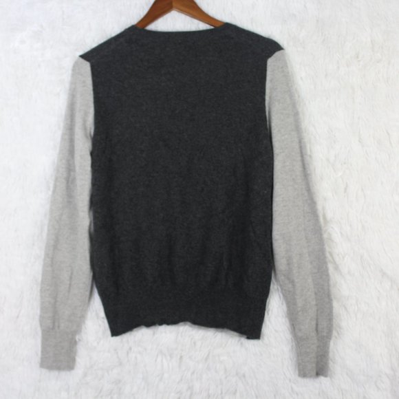 M&S Autograph Colour Block 100% Cashmere Crewneck Gray Sweater Size 14 - Picture 6 of 8